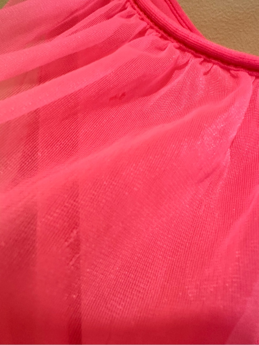 VTG 1960s Chic Lingerie Neon Pink Chiffon Lace Babydoll Lingerie Top Flower L - Picture 14 of 15